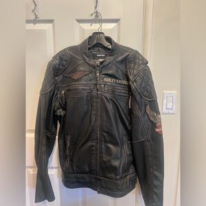 Harley-Davidson Black Quilted Leather Bomber Jacket